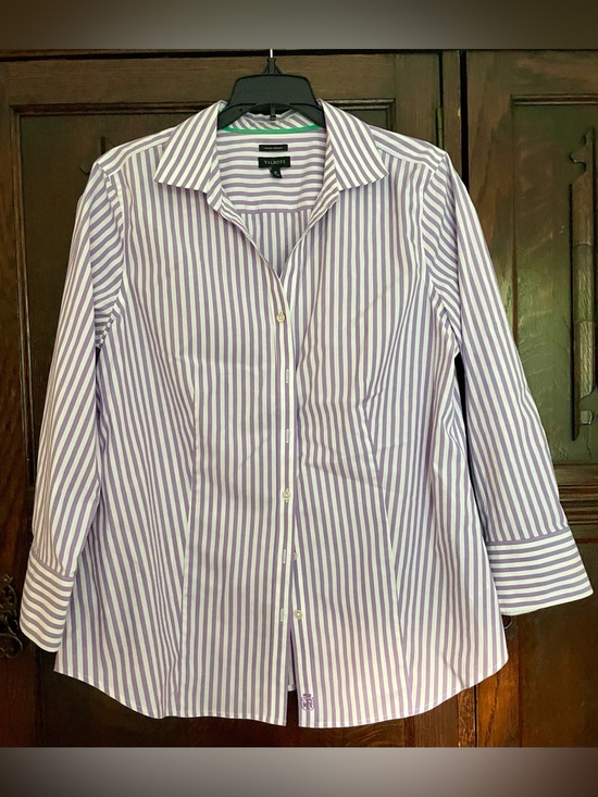 Talbots Tops - Vintage Talbot’s Purple & White Pin Stripe Button-Down Shirt Size 10